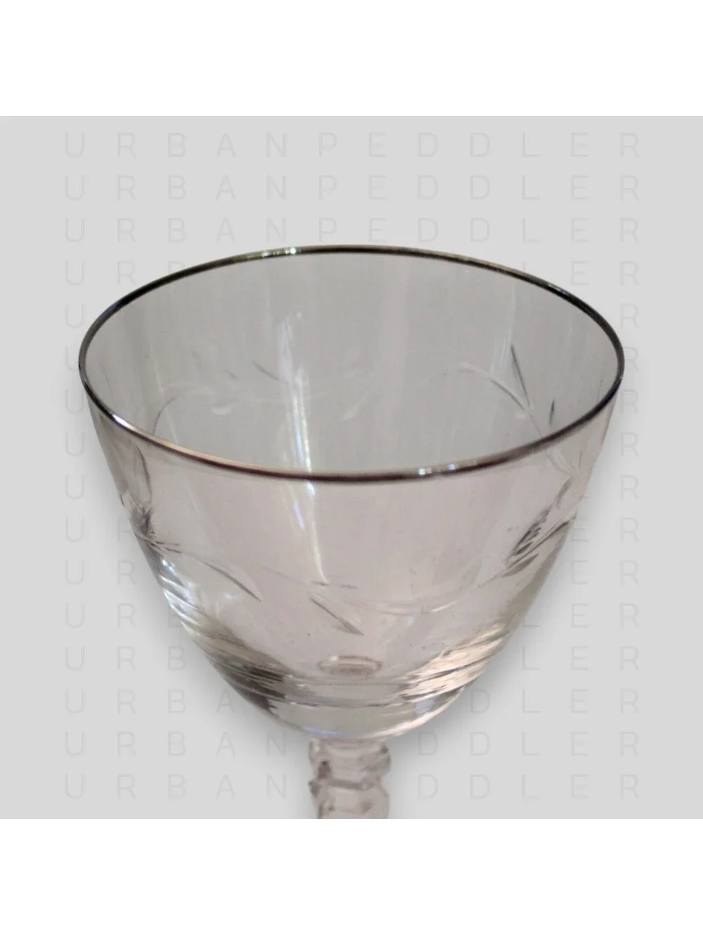 TIFFIN FRANCISCAN Carillon Set 2 Water Glass Goblet*Crystal*Platinum*Vine*VTG